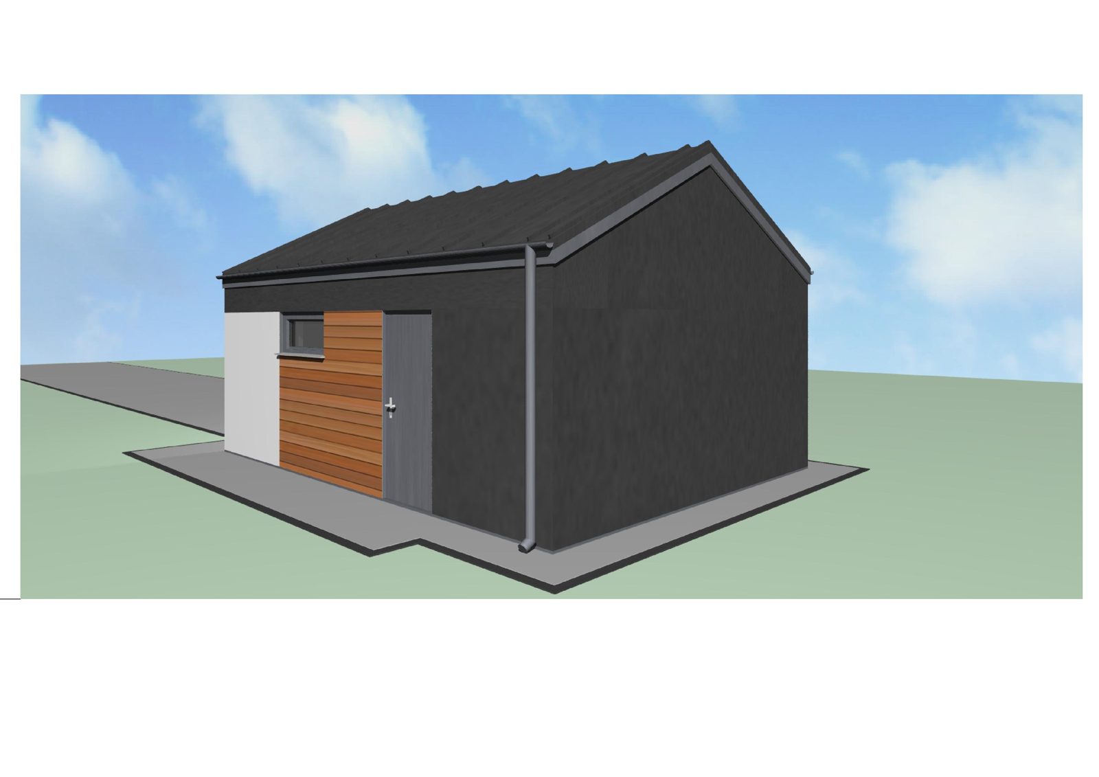 Garaż 35 m² — wizualizacja, tył