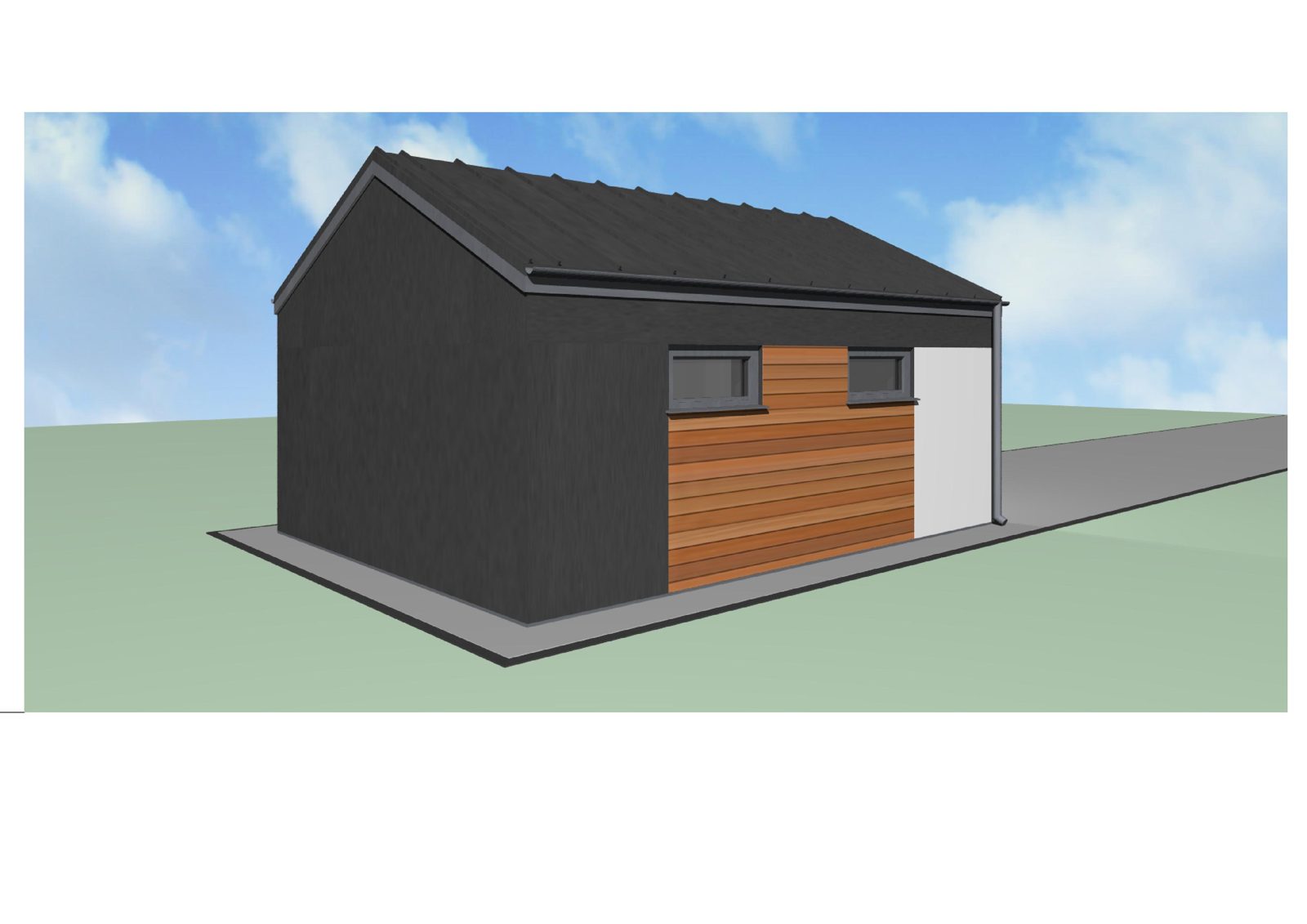 Garaż 35 m² — wizualizacja, narożnik